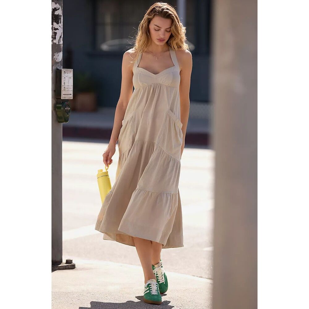 Anthropologie Cream Midi Dress